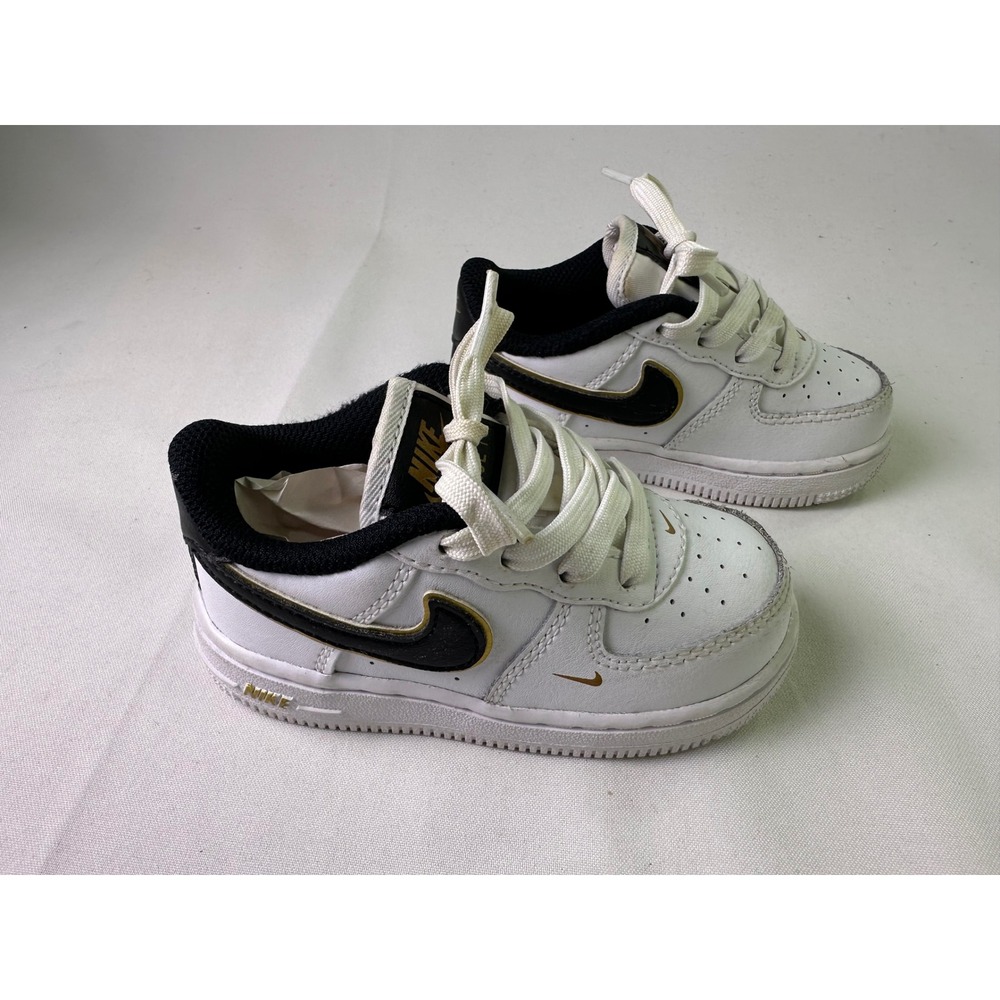 Nike Air Force 1 LV8 Low Metallic Gold White Black Toddler Size 7C DM3387-100